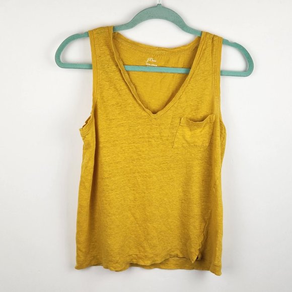 J. Crew Tops - J. Crew 100% Linen V-Neck Pocket Tank sz S